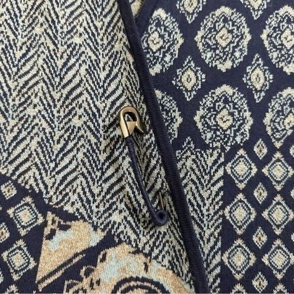 J.JILL BOHO MULTI PRINT LONG SLEEVE COTTON BLUE CARDIGAN XS - Picture 7 of 13